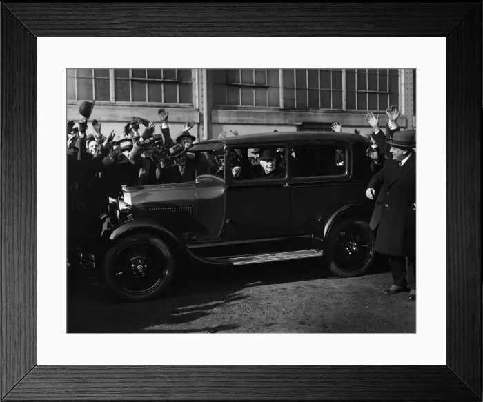 Framed Print : Thomas Edison in Car Surrounded by Crowd Framed Print : Thomas Edison in Car Surrounded by Crowd