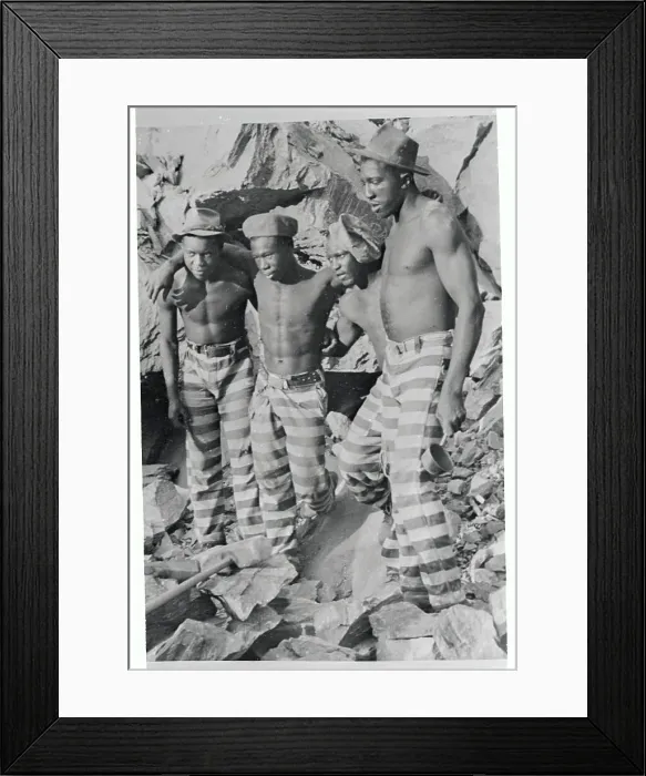 Framed Print : Prisoners in Uniform Working in The Elements