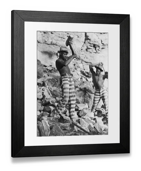 Framed Print : 2 Chain Gang Worker In Striped Pants Framed Print : 2 Chain Gang Worker In Striped Pants
