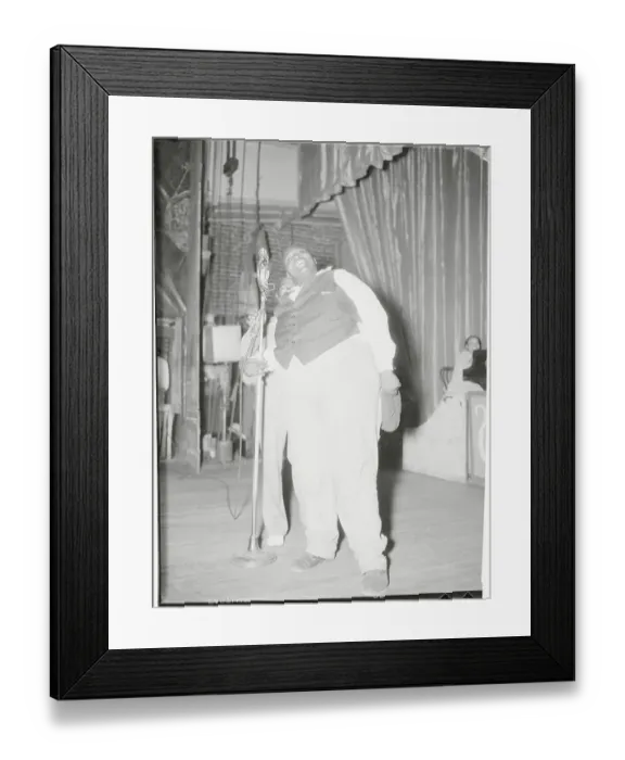 Framed Print : Oversized Man Singing at Amateur Night Framed Print : Oversized Man Singing at Amateur Night
