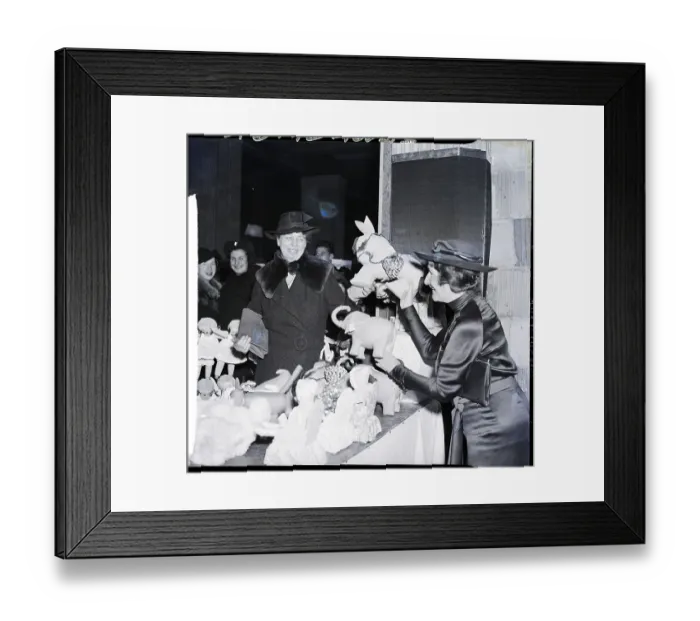 Framed Print : Eleanor Roosevelt Buys Stuffed Animal at Charity Framed Print : Eleanor Roosevelt Buys Stuffed Animal at Charity