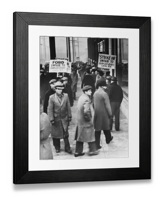Framed Print : Strikers Picketing Ford Motor Plant Framed Print : Strikers Picketing Ford Motor Plant
