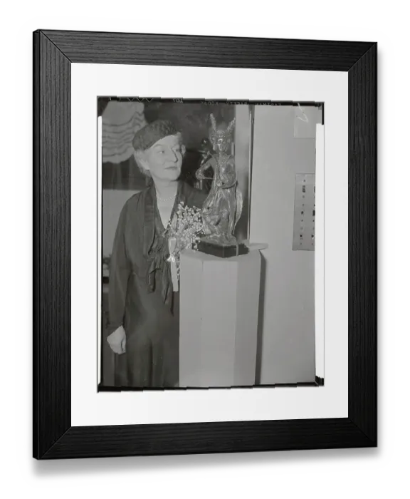 Framed Print : Artist Miss Malvina Hoffman Standing Next to Sculpture Framed Print : Artist Miss Malvina Hoffman Standing Next to Sculpture