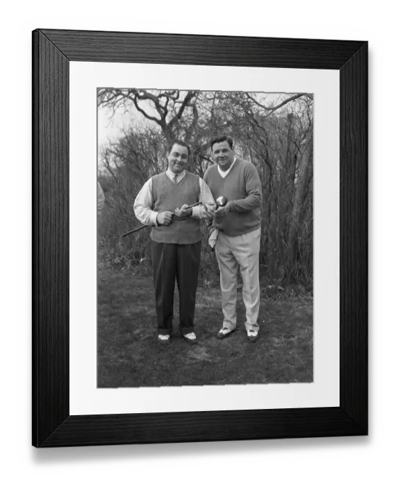 Framed Print : Babe Ruth and Montague Prepare for Their Golf Match