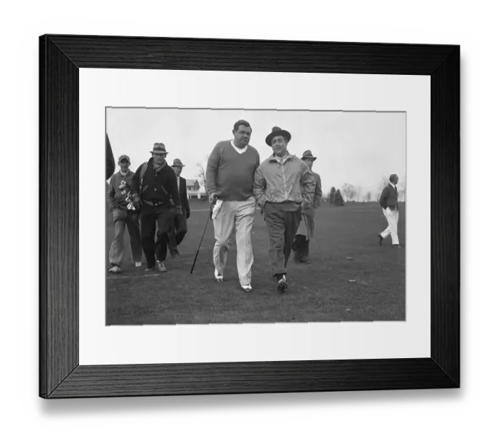 Framed Print : Babe Ruth and John Montague Preview Their Charity Golf Game