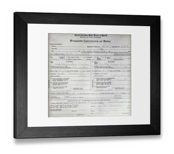 Framed Print : Birth Certificate Of Baby Barkley Framed Print : Birth Certificate Of Baby Barkley