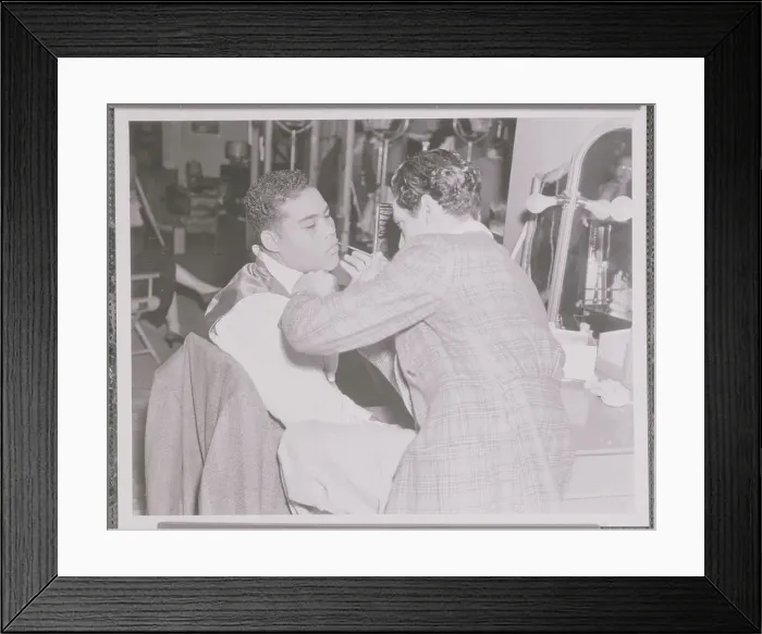 Framed Print : Joe Louis Receiving Makeup for Movie Scene