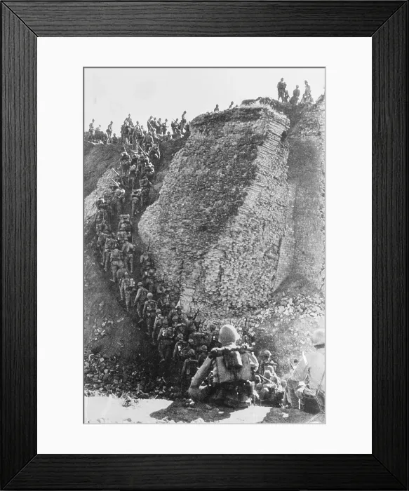 Framed Print : Japanese Soldiers Climbing Great Wall Framed Print : Japanese Soldiers Climbing Great Wall