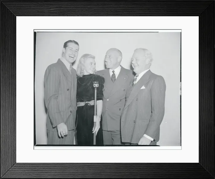 Framed Print : Cecil B. DeMille Posing With Actors at CBS Microphone Framed Print : Cecil B. DeMille Posing With Actors at CBS Microphone
