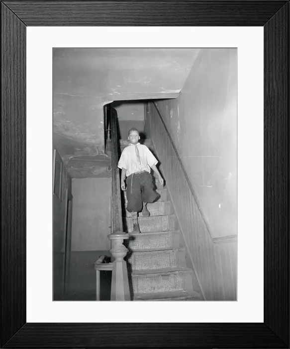 Framed Print : Child Walking Down Stairs Framed Print : Child Walking Down Stairs