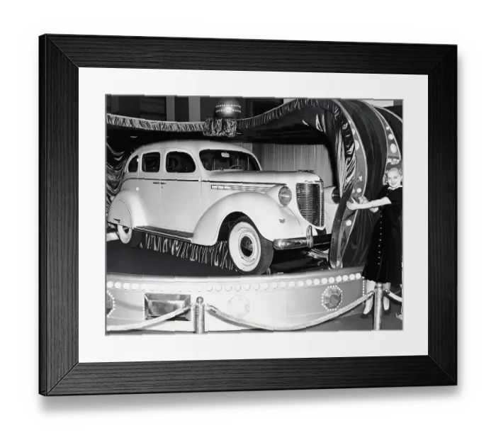 Framed Print : Chrysler Sedan on Turntable Display Framed Print : Chrysler Sedan on Turntable Display