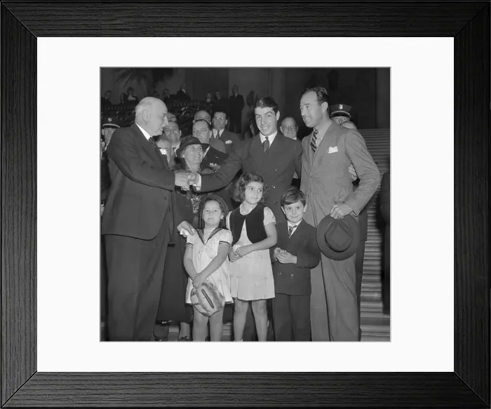 Framed Print : Joe DiMaggio and Family with Mayor Rossi Framed Print : Joe DiMaggio and Family with Mayor Rossi