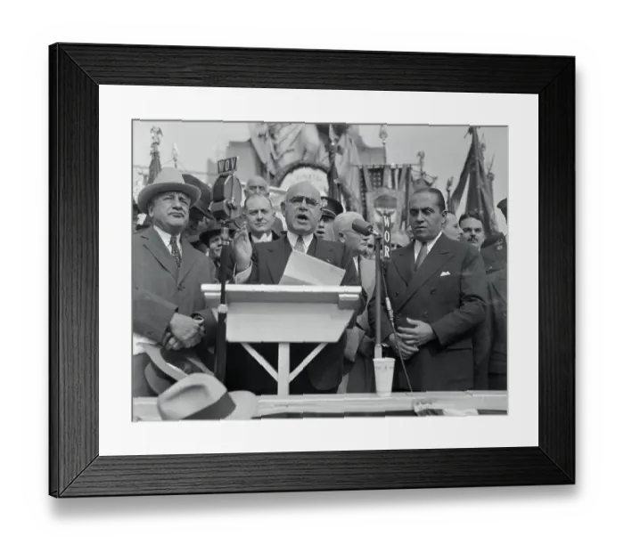 Framed Print : Governor Herbert H. Lehman Addressing Crowd on Columbus Day Framed Print : Governor Herbert H. Lehman Addressing Crowd on Columbus Day