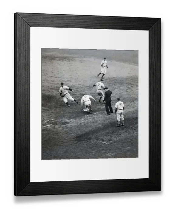 Framed Print : Giants Player Tagged Out At First Framed Print : Giants Player Tagged Out At First