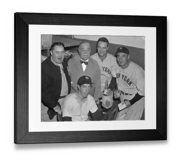 Framed Print : Yankee Stars Celebrating Series Victory with Manager and Owner Framed Print : Yankee Stars Celebrating Series Victory with Manager and Owner