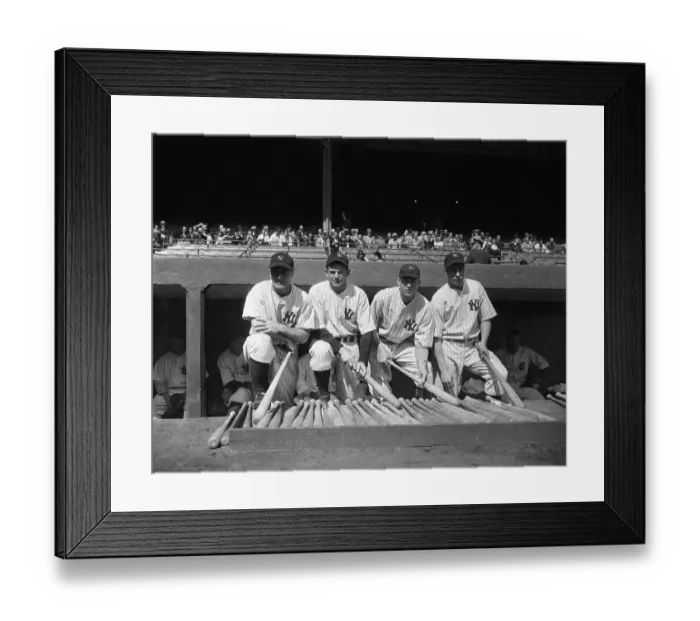 Framed Print : Lou Gehrig with George Selkirk and Bill Dickey and Joe DiMaggio Framed Print : Lou Gehrig with George Selkirk and Bill Dickey and Joe DiMaggio