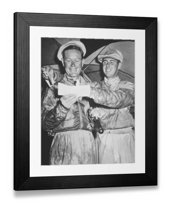 Framed Print : Professional Golfers Examining Their Checks Framed Print : Professional Golfers Examining Their Checks