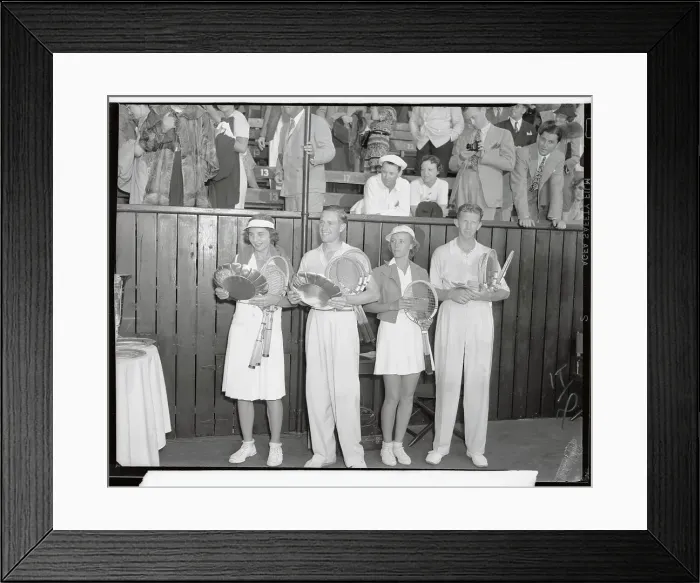 Framed Print : Helen Wills Moody and Gottfried Von Cramm Holding Winning Plaques Framed Print : Helen Wills Moody and Gottfried Von Cramm Holding Winning Plaques