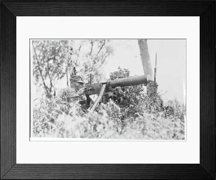 Framed Print : Machine Gun Crew Waiting in Bushes Framed Print : Machine Gun Crew Waiting in Bushes
