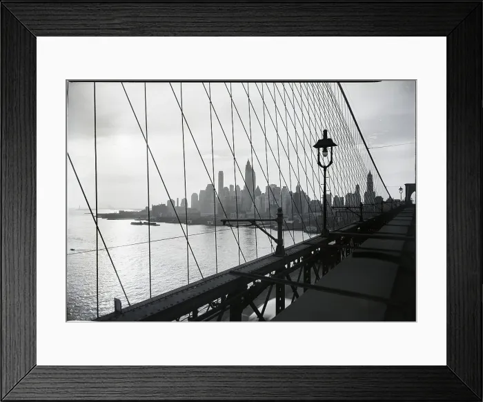 Framed Print : Manhattan Seen Through Cables of Brooklyn Bridge Framed Print : Manhattan Seen Through Cables of Brooklyn Bridge