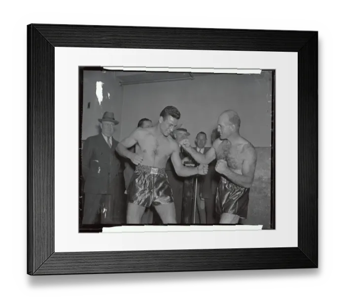 Framed Print : Fred Apostoli and Marcel Thil Squaring Off Framed Print : Fred Apostoli and Marcel Thil Squaring Off