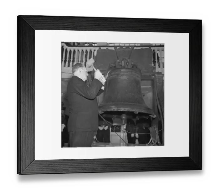 Framed Print : Mayor S. Davis Wilson of Philadelphia Striking Liberty Bell Framed Print : Mayor S. Davis Wilson of Philadelphia Striking Liberty Bell