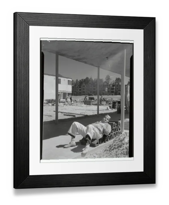 Framed Print : Construction Worker Taking Nap Framed Print : Construction Worker Taking Nap
