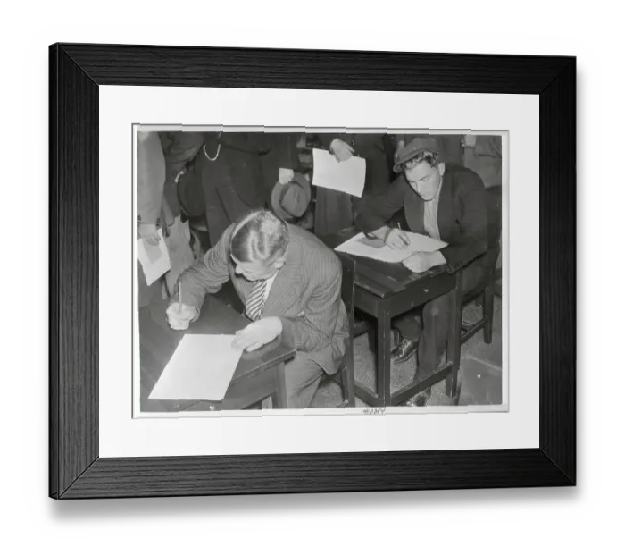 Framed Print : Unemployed Swedes Completing Forms Framed Print : Unemployed Swedes Completing Forms
