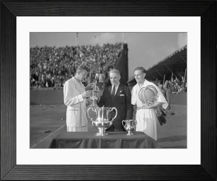 Framed Print : Gottfried Von Cramm Watching Don Budge Receive Trophy Framed Print : Gottfried Von Cramm Watching Don Budge Receive Trophy