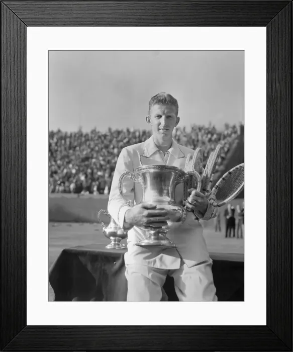Framed Print : Don Budge Hugging Tennis Trophy Framed Print : Don Budge Hugging Tennis Trophy