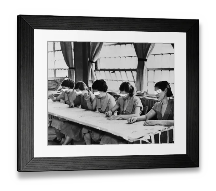 Framed Print : Group of Inmate Sewing Framed Print : Group of Inmate Sewing