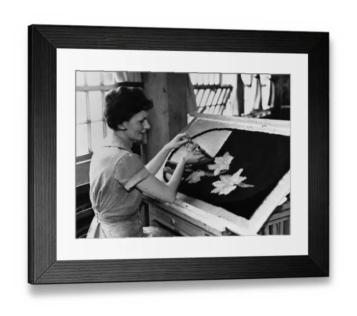 Framed Print : Inmate Working on Hooked Rug Framed Print : Inmate Working on Hooked Rug