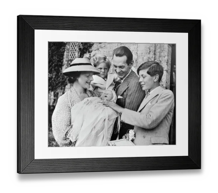 Framed Print : Raymond Massey with Family at Daughter's Christening Framed Print : Raymond Massey with Family at Daughter's Christening