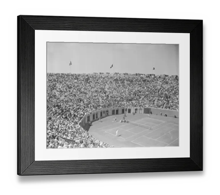 Framed Print : Don Budge Playing Match Against Frank Parker Framed Print : Don Budge Playing Match Against Frank Parker