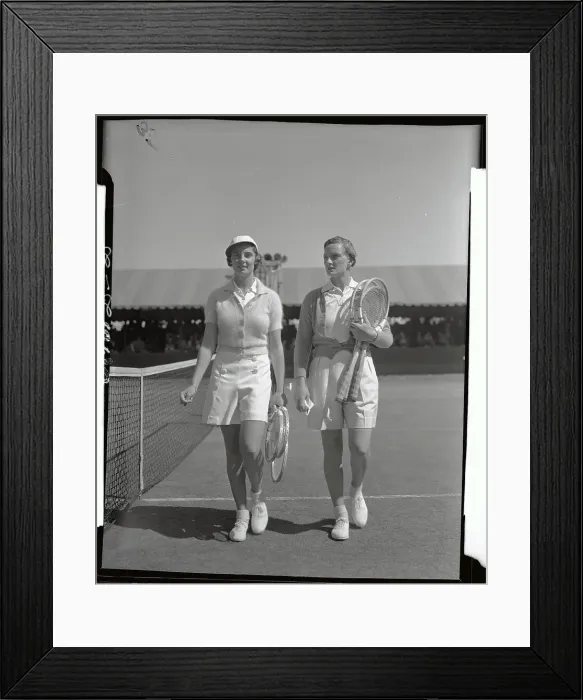 Framed Print : Women Tennis Stars Entering Court