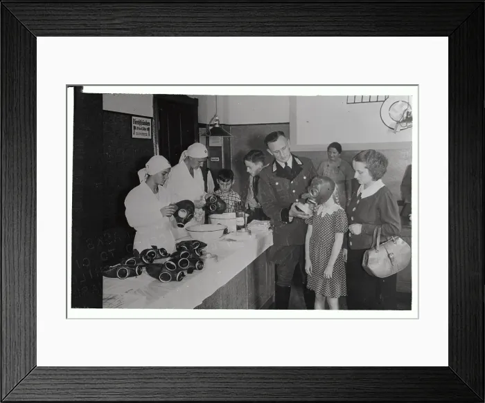 Framed Print : German Children Receiving Gas Masks Framed Print : German Children Receiving Gas Masks