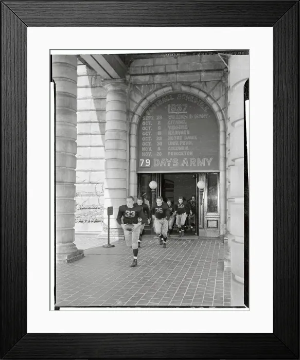 Framed Print : Navy Varsity Football Team Running Through Doorway Framed Print : Navy Varsity Football Team Running Through Doorway
