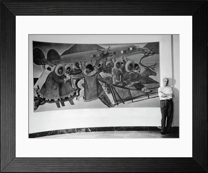 Framed Print : Rockwell Kent Standing Before Postal Mural Framed Print : Rockwell Kent Standing Before Postal Mural