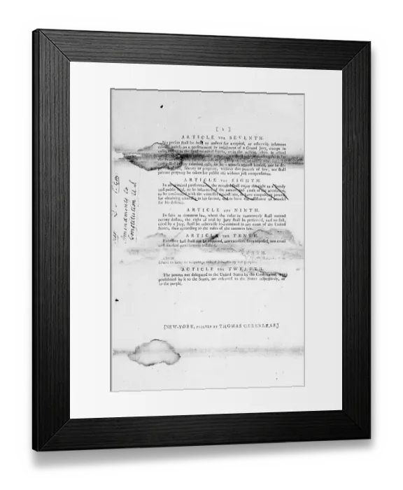 Framed Print : Bill of Rights Page Two Framed Print : Bill of Rights Page Two
