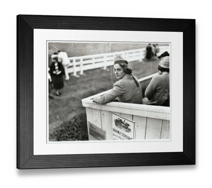 Framed Print : Mrs Damon Wack Watching Races from Box Framed Print : Mrs Damon Wack Watching Races from Box