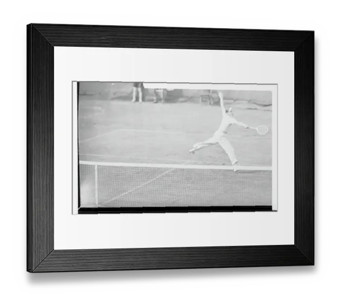 Framed Print : Von Cramm Leaping on Court Framed Print : Von Cramm Leaping on Court