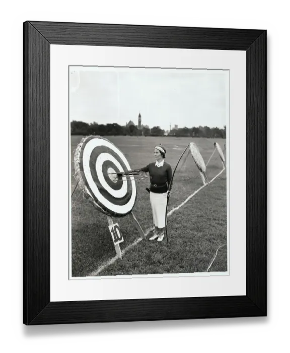 Framed Print : Jennette Baise Standing by Archery Target Framed Print : Jennette Baise Standing by Archery Target