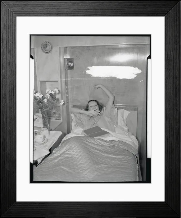 Framed Print : Gertrude Lawrence Yawning in Bed Framed Print : Gertrude Lawrence Yawning in Bed