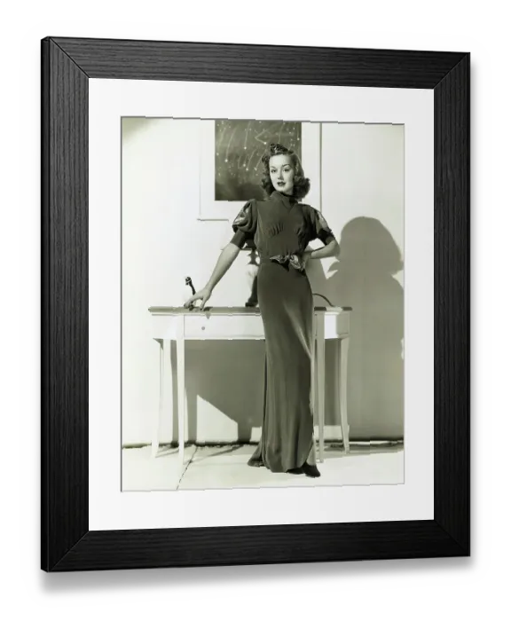 Framed Print : Anne Shirley Modeling Crepe Dinner Dress Framed Print : Anne Shirley Modeling Crepe Dinner Dress