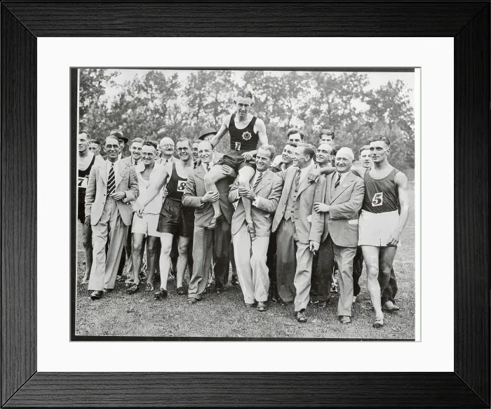 Framed Print : Record Breaking Runner Sydney Wooderson Being Carried by Peers Framed Print : Record Breaking Runner Sydney Wooderson Being Carried by Peers
