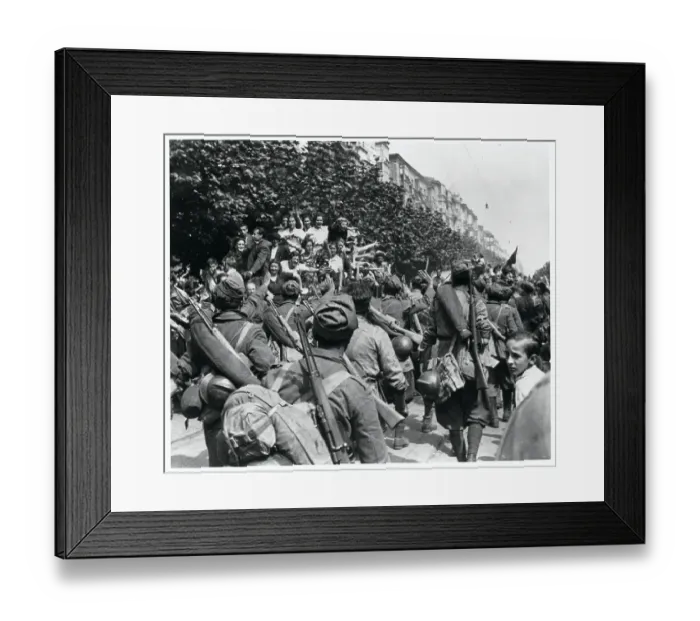 Framed Print : Santander Residents Cheering Soldiers Framed Print : Santander Residents Cheering Soldiers