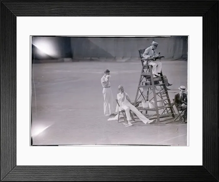 Framed Print : Tennis Players Resting Between Sets Framed Print : Tennis Players Resting Between Sets