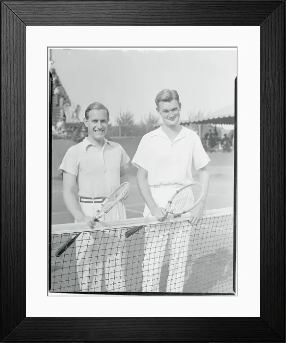 Framed Print : Tennis Players Posing at Net