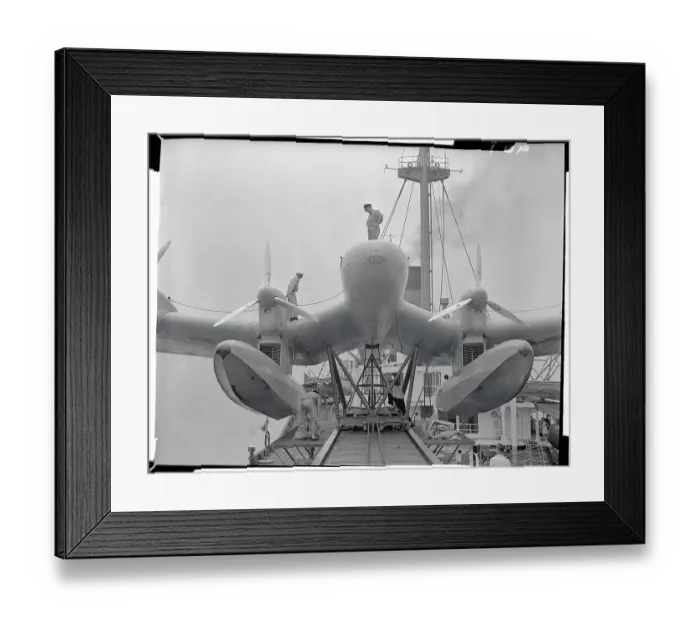 Framed Print : German Seaplane on Board Ship Framed Print : German Seaplane on Board Ship