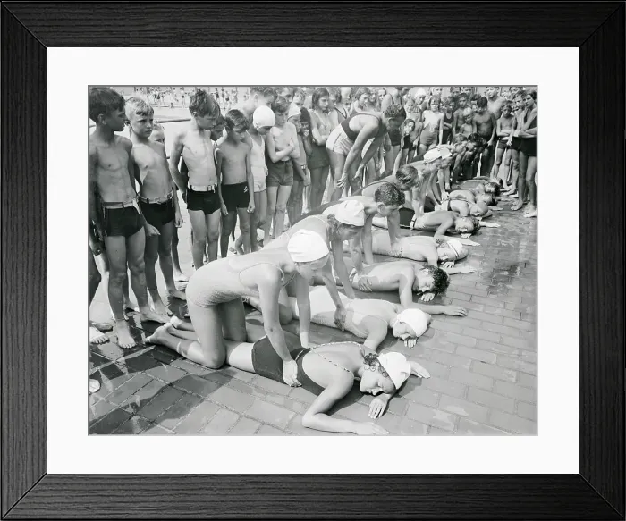 Framed Print : Youngsters Performing Resuscitation with Onlookers Framed Print : Youngsters Performing Resuscitation with Onlookers